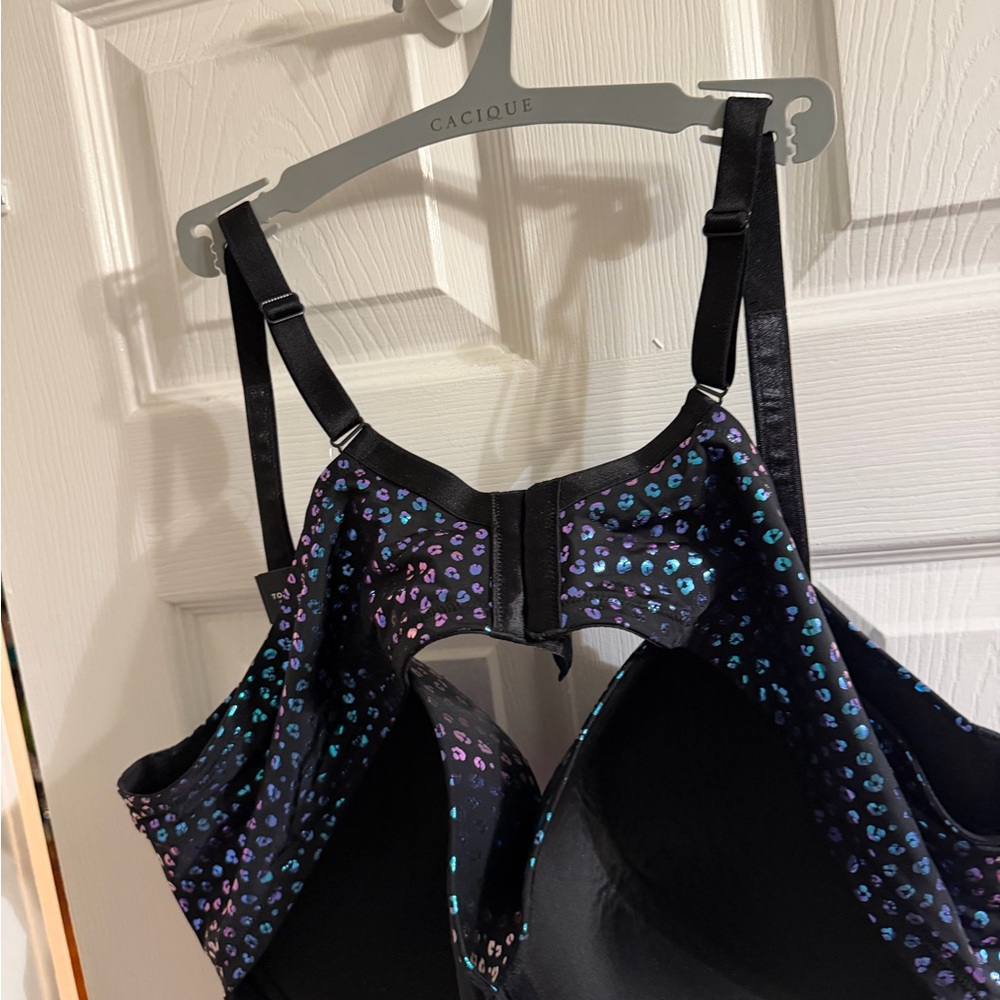 🆕 Torrid Iridescent Leopard Black Demi Push Up Bra Sz 48D NWT - Picture 8 of 11